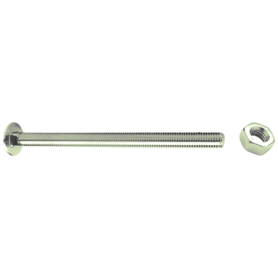 M10 X 130 STEEL CUP SQUARE BOLT C/W NUT DIN603/555 ZINC CLEAR